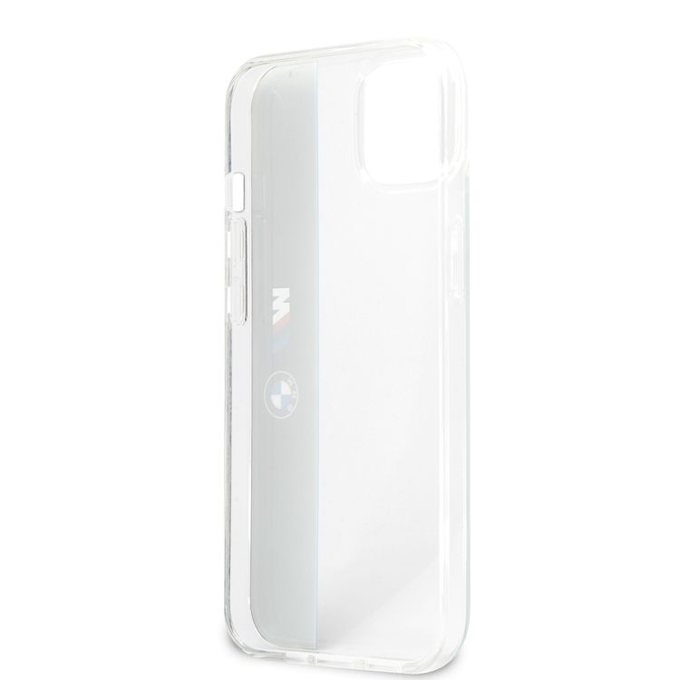 CG MOBILE BMW M Collection PC/TPU Hard Case Vertical Blue Line & Black Stripe Compatible with iPhone 13 (6.1") Suitable with Wireless Chargers Officially Licensed Transparent