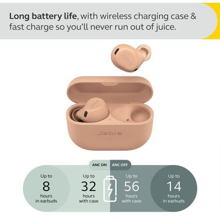 Jabra Elite 8 Active True Wireless Earbuds, Active Noise-Cancellation, Mono Mode, Up to 56 Hours Battery Life, Up to 10 m Operating Range, Up to 3 Hours Charging Time  - Caramel