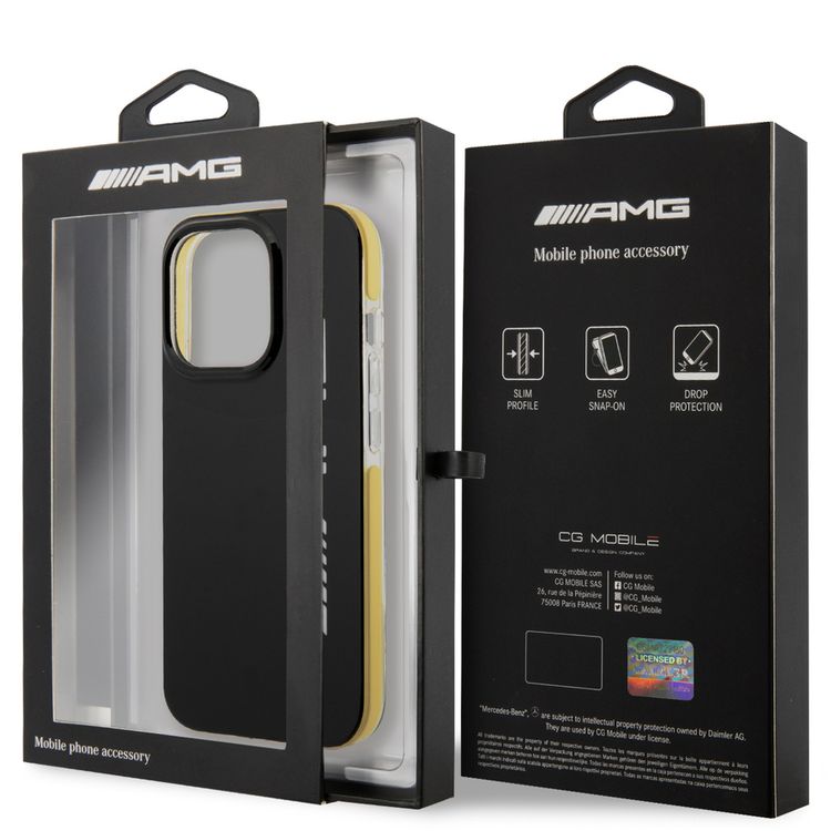 AMG AMHCP13X2EBOK PC/TPE Hard Case Compatible with iPhone 13 Pro Max - Black/Yellow
