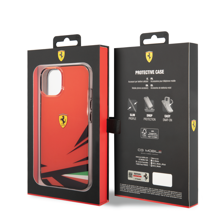 Ferrari PC/TPU Case with Double Layer Print iPhone 14 Compatibility - Red