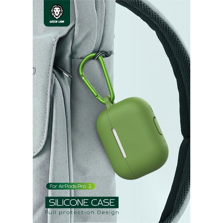 Green Lion Berlin Series Silicone Case for Airpods Pro 2 with Full Protection Design, Slim & Lightweight, Anti Fingerprints, Anti Scratch, Premium Quality, Unique Design - Green