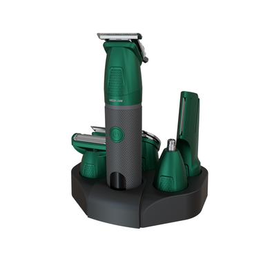 Green Lion Style Pro 6-in-1 Grooming Kit with Digital Display, Wet & Dry Trim, Charging Base, Ergonomic Design, Type-c Charging Port , Stainless Steel Blade - Green