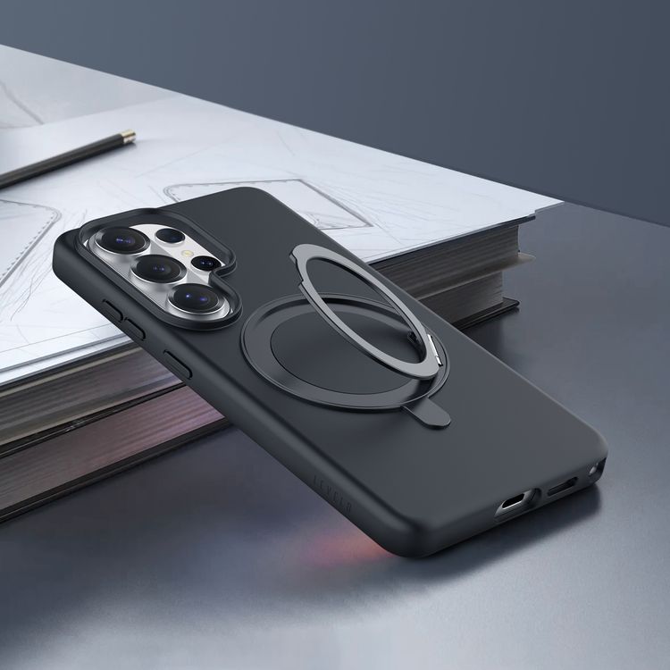 Levelo Iris Pro MagSafe Liquid Silicone Case for Samsung S26 Ultra, Premium Silicone Grip, Metal Frame for Camera & Buttons, Shock-Resistant Bumper - Black