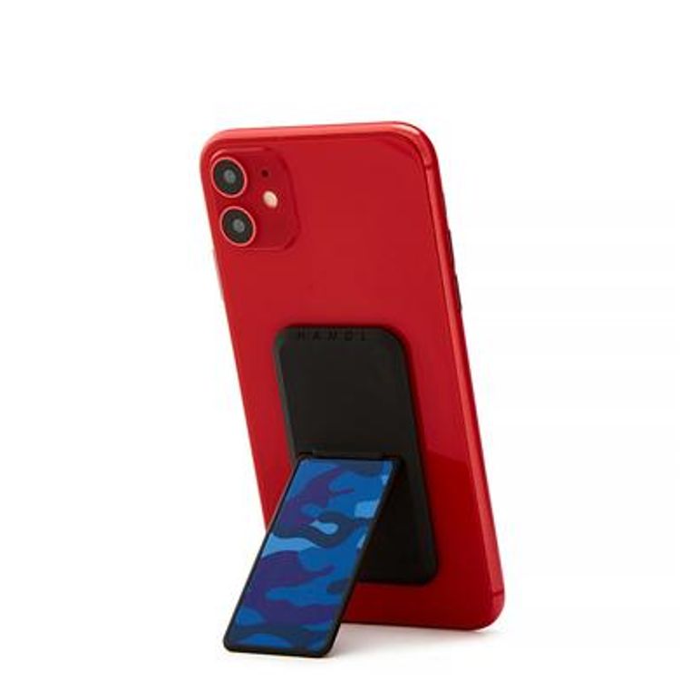 Handl Camo Mobile Stand Phone Grip, Pairs with Any Smart Phone, Multi-functional Kickstand, Compatible with Wireless Charging, Phone grip and Stand - Navy