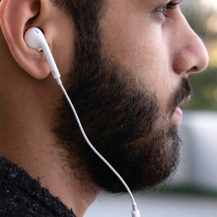 Porodo Soundtec Mono Earphone with Type-C Connector, 3-Button Controls, High-Clarity Microphone, 120 cm Cable Length - White