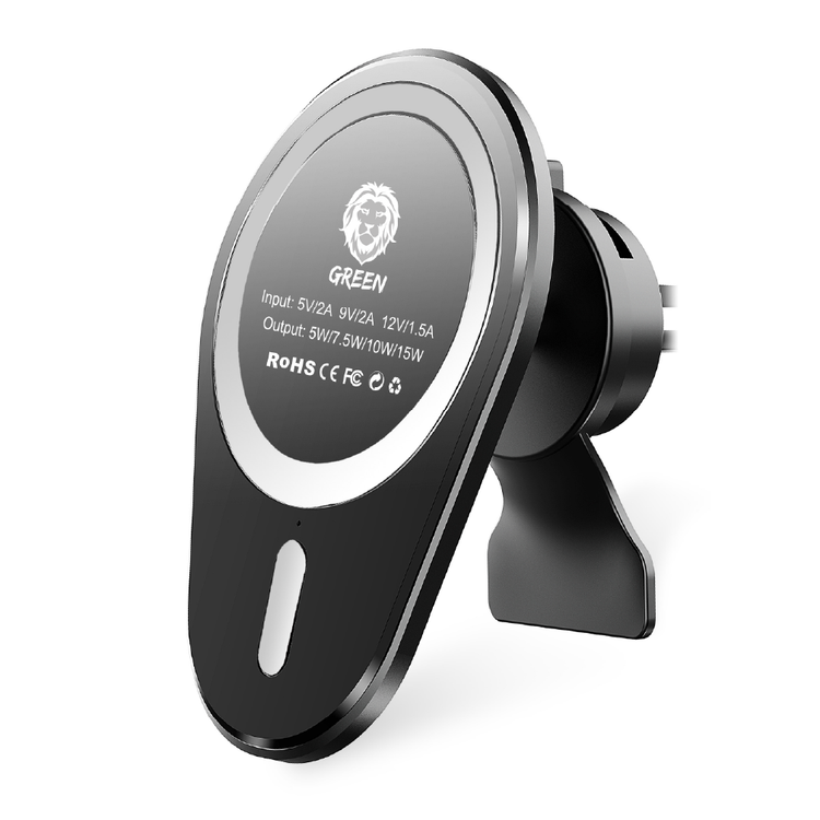Green Lion Wireless Magnetic Car Charger 15W - Black