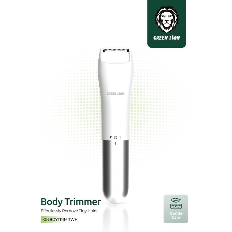 Green Lion Mini Body Trimmer with Ceramic Blade Material, AA Dry Battery, IPX6 Waterproof, Ultra-Quiet - White