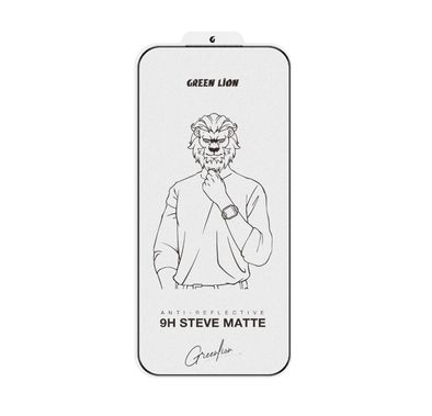 Green Lion 9H Steve Matte Strong Full Glass Protector for iPhone 17 Pro, Crystal Clear, Anti-Scratch, Anti-Fingerprint, Grease Resistance, Air Bubble Prevention, Highly Responsive - Clear
