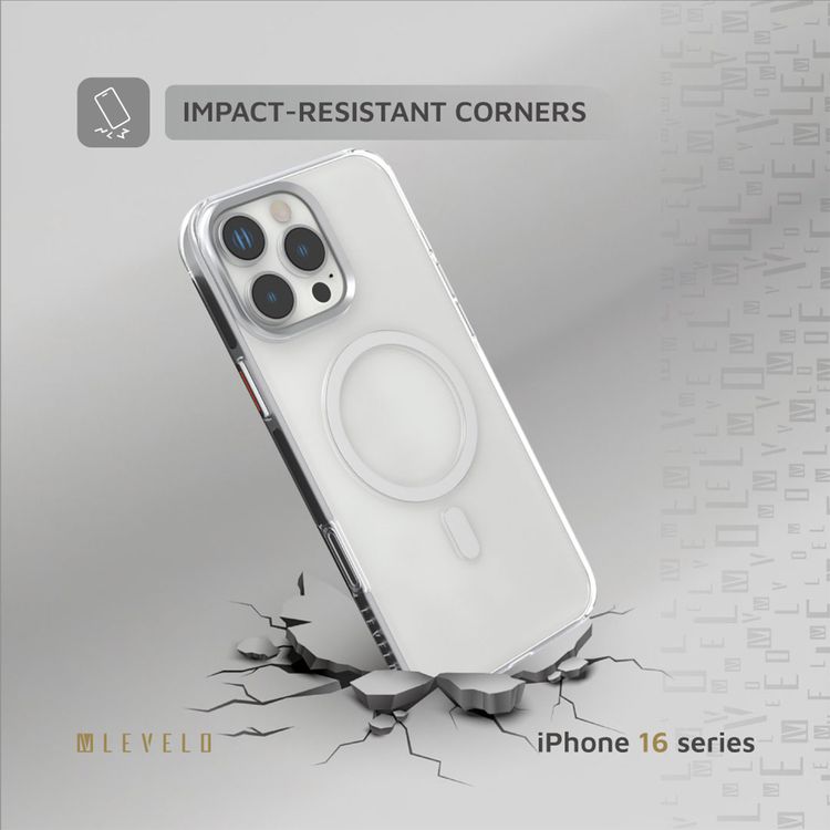 Levelo Allure PC Hard Case for iPhone 16 Pro with Impact-Resistant Corners, ClearView Technology, Metal Camera Ring, High-Quality PC Material, Ultra-Thin Design - Clear