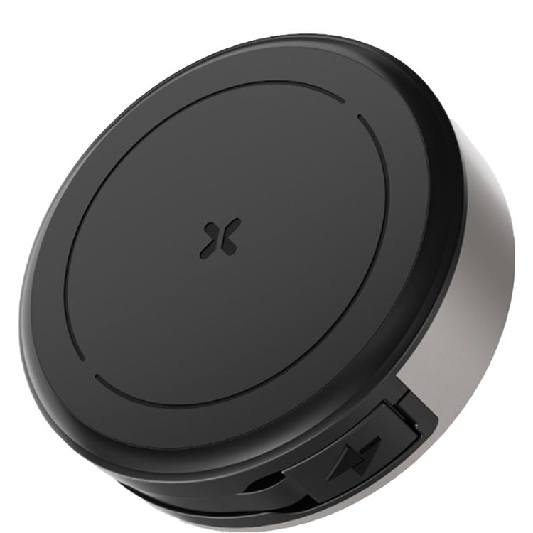 Porodo Magnetic Wireless Charging Pad with Retractable USB-C Output, 15W Fast Charging Mode, 90cm Cable Length, 10W Wireless Charging, Strong Magnetic Grip, Universal Compatibility, Portable & Compact Design - Black