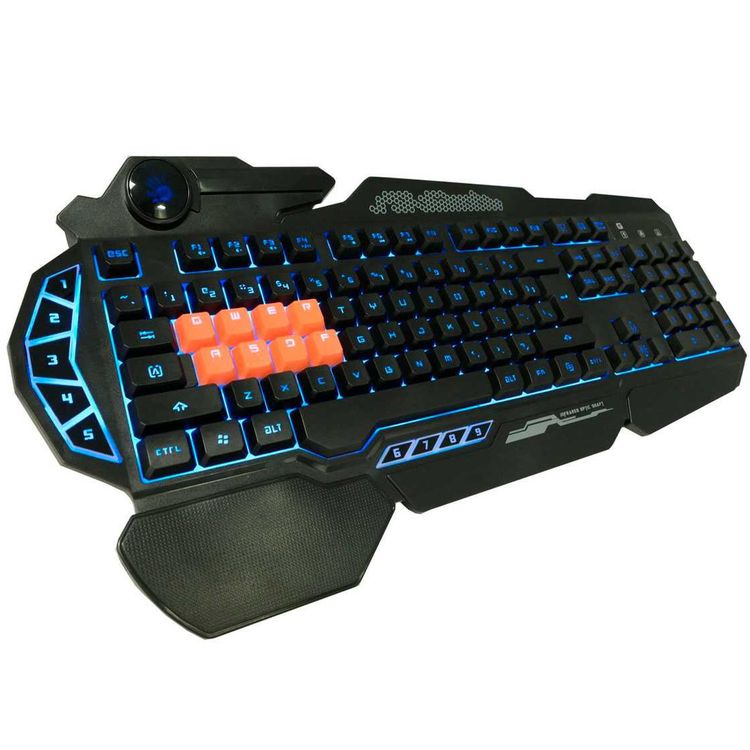 Bloody B318 8 Light Strike Gaming Keyboard with Extended Palm Rest & Game Mode - Anti-Slippery Lift - Zero Lag Response - Spill-Resistant - Ultra Durable Computer Keyboard - Black
