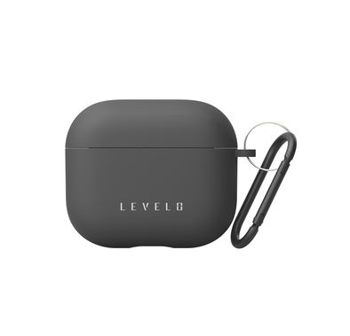 Levelo Gorra Hybrid Silicone AirPods 3 Case with Metal Carabiner, Shockproof, Hybrid Design, Lightweight & Slim - Black
