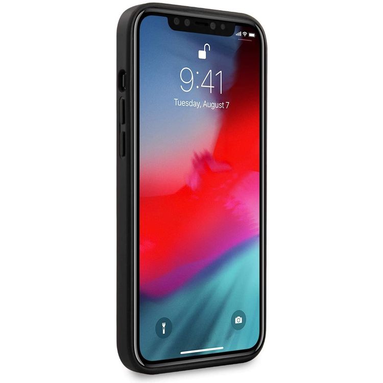 BMW Hot Stamp Leather Case with Horizontal Lines Compatible with Apple iPhone 11 Pro Max - Black