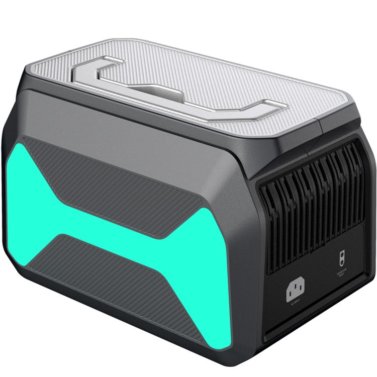 Powerology 800W Portable Power Station with Flashlight, PD 100W, Carryin-Handle, Solar Charger, 1.2 Hours Fast Charging Time, ×3 USB-C, ×2 USB-A, Car Port, ×2 AC Outlet & DC Ports, Easy-Access Storage, Smart LCD Screen - Black