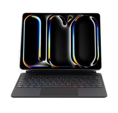 لوحة مفاتيح لاسلكية من الجلد من Levelo AeroBoard Saffanio لجهاز iPad Pro 11" 2024، زاوية قابلة للتعديل حتى 130 درجة، تصميم متوهج محيطي، لوحة لمس مدمجة، 500 مللي أمبير في الساعة - أسود