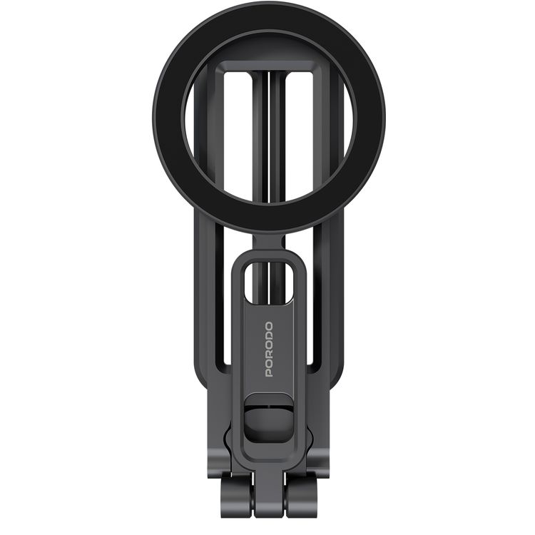 Porodo Holdflex Foldable Phone Holder with Aluminum Magnetic Stand, Quick Installation, Horizontal & Vertical Viewing, Aluminum Alloy & Silicone Material, Compatible with 4"-8" Smartphones - Gray