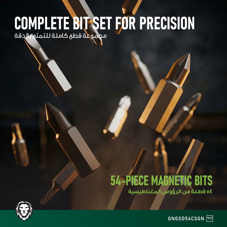 Green Lion GSD-54 Cordless Screwdriver with Multi-Angle Flexibility, 54 Pieces 25mm Magnetic Bit Set, Forward/Reverse Control, LED Work Light, 90°Adjustable Handle, All-in-One Bit Set, Type-C Charging Port, 250 RPM Max Speed - Green