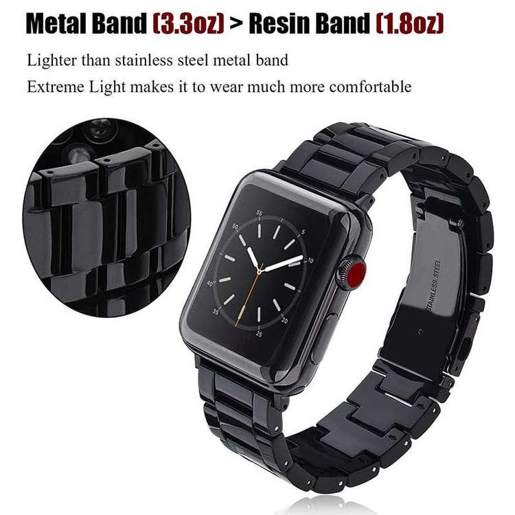 Green Lion Marble Watch Strap for Apple Watch 42/44/45/49mm, Double-lock Folding Buckle, Water Resistant, Easy Installation, Stainless Steel Connector - Black