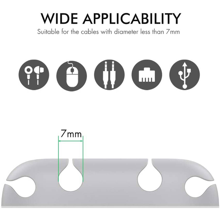 Ahastyle Silicone Multipurpose Cable  Clips/Organizers Desktop Organizer Collection - Grey