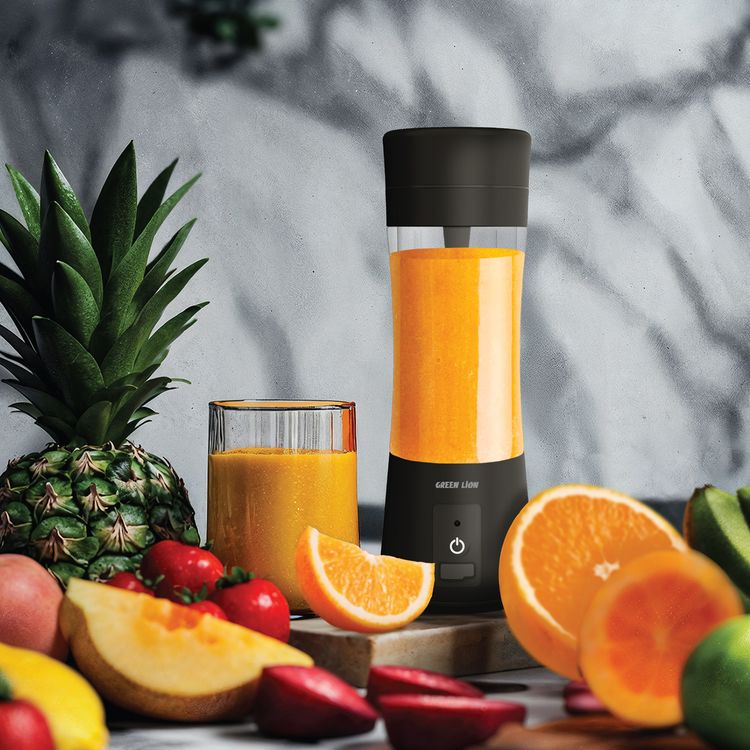Green Lion Juice Mate Portable Juicer with 380mL Capacity, 6-Blade Design, Up to 15 Blending Cycles, 1200mAh Battery & USB-C Charging Port, LED Indicator, 20 Seconds Single Blend Time, BPA-Free & Food-Grade Material - Black
