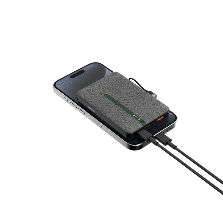 Green Lion KYOTO 10000mAh Power Bank with USB-C to USB-C Cable Strap, LED Indicator, 20W PD Fast Charging, 22.5W Output Power, Flight Approved - Black 