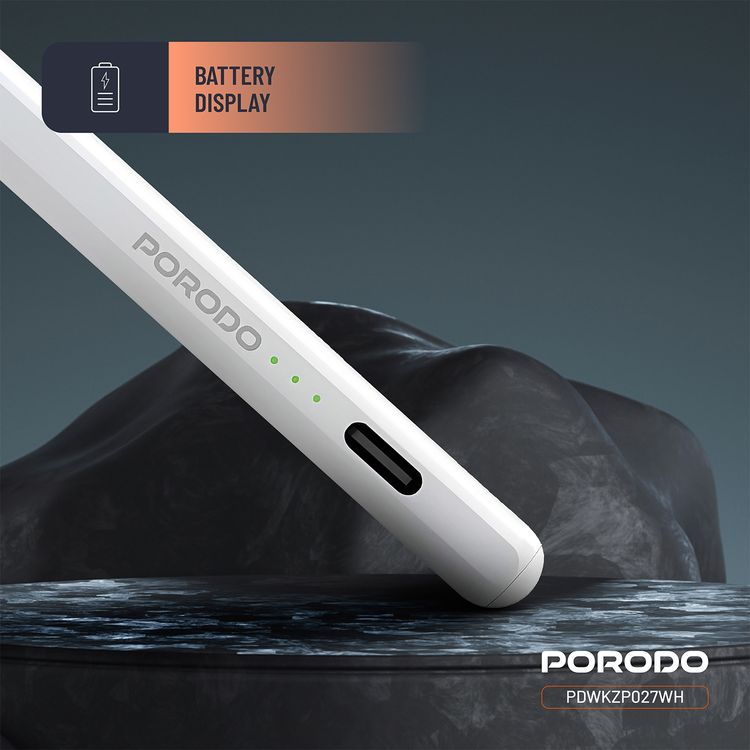 قلم بورودو مغناطيسي لجهاز آيباد، حجم رأس 1.2 ملم، 9 ساعات من العمل المستمر، مصنوع من سبيكة الألومنيوم، منفذ شحن USB-C، بطارية 130 مللي أمبير، متوافق مع نماذج آيباد من 2018 إلى 2024، بدون تأخير، شحن سريع - أبيض