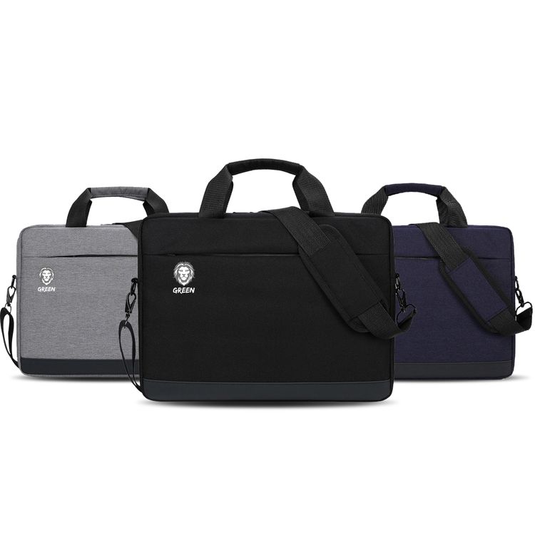 Green Lion Pulito Shockproof Laptop Bag 15.6" Slim Briefcase Handle Bag, Adjustable Shoulder Strap, Protective Laptop Carrying Case for Business, Travel, Casual & School - Black