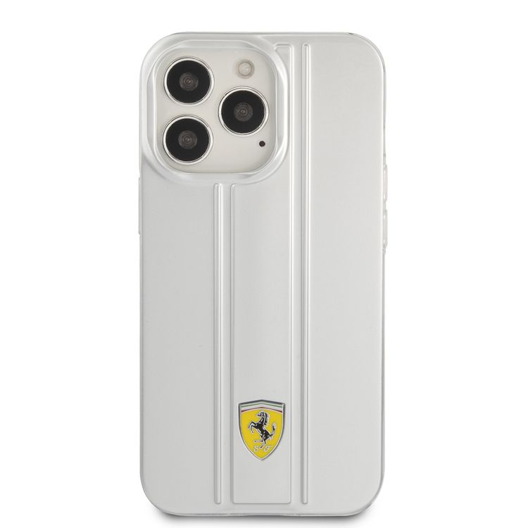 CG MOBILE Ferrari PC/TPU Transparent Hard Case with 3D Stripes Compatible for iPhone 13 Pro Max (6.7") Scratches Resistant, Easy Access to All Ports