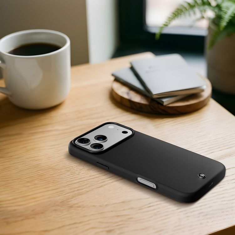 Cannes PU Leather Case for iPhone 17 Pro Max with Strong Magnets, Shock-Resistant Bumper, MagSafe Compatibility, 5ft. | 1.5m Drop-Tested, Soft PU Leather Material - Black