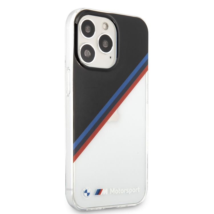 CG MOBILE BMW Motorsport Collection PC/TPU Hard Case Diagonal Tricolor Black Corner Compatible for iPhone 13 Pro Max (6.7") Easy Access to All Ports