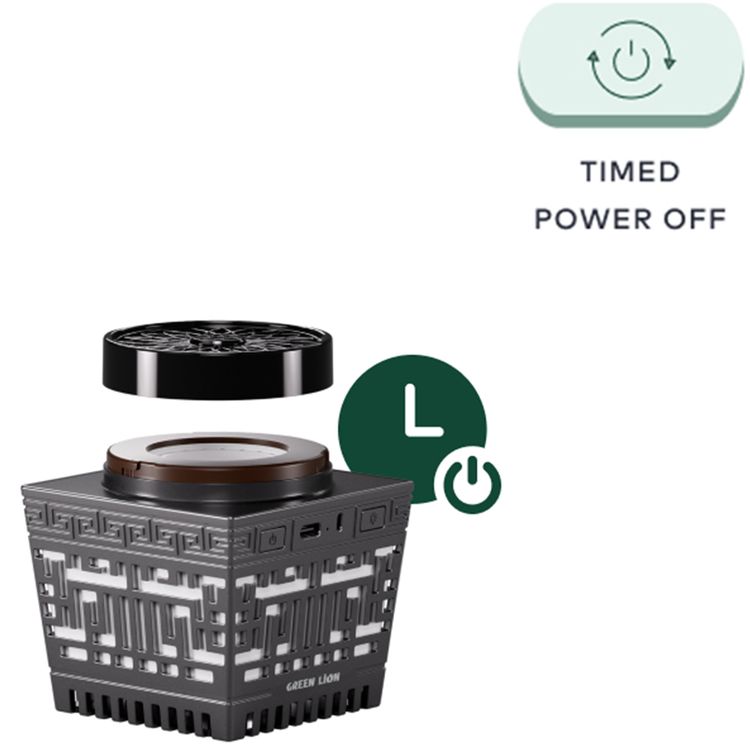 Green Lion Moon Bakhour Quran Speaker, 5 Hours Working Time, 2000mAh Battery, Bluetooth V5.1, 10m Transmission Range - Black