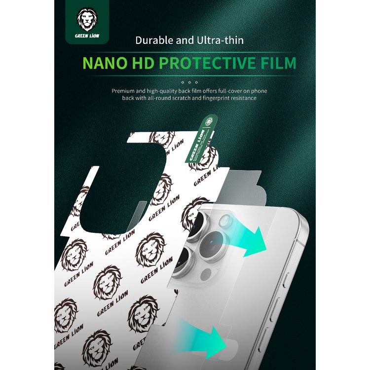 Green Lion 4-in-1 Defender Pack for iPhone 16 Pro Max, Anti-Shock Case, Nano HD Full Protection, Camera Lens Film, 3D Pet HD Glass - Clear 