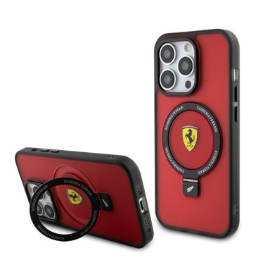 Ferrari iPhone 15 Pro For Magsafe Ring Stand Case - Red