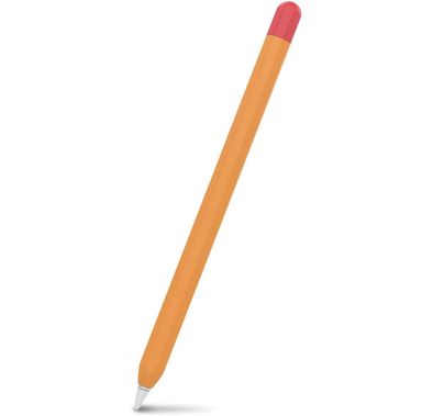 Ahastyle Duotone Case, Premium Silicone Anti-Slip Sleeve Cover with Cable Adapter Tether Kit Compatible for Apple Pencil 1st Generation - Orange/Red