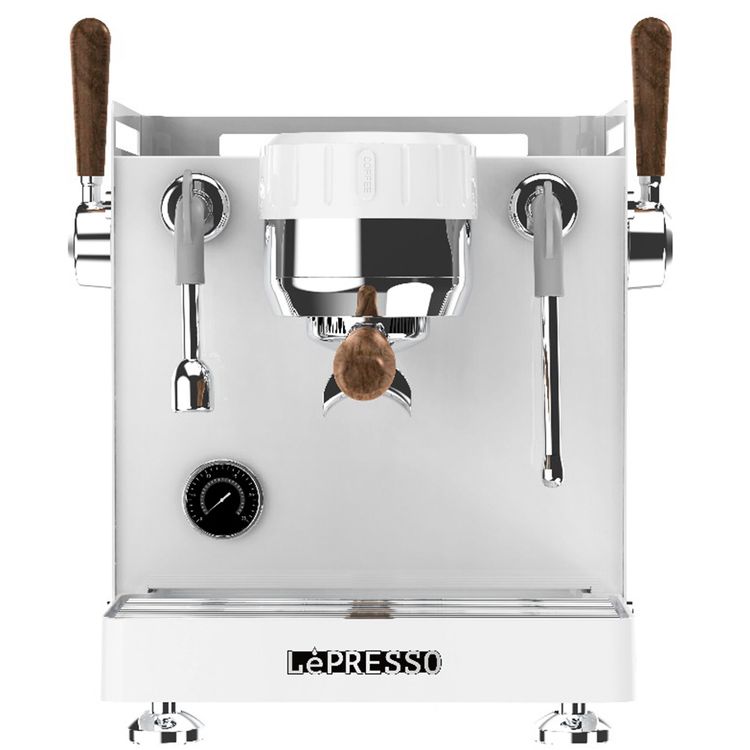 آلة صنع القهوة LePresso Bellissimo Triple Boiler 15-Bar، وقت التسريب المسبق من 0 - 10 ثواني، بمضخة إيطالية مزدوجة، استخراج عالي الضغط، إعدادات ذكية افتراضية، طاقة مصنفة بين 3000-3550 واط - أبيض