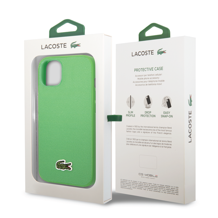 Lacoste Hard Case Iconic Petit Pique PU Woven Logo Estragon Compatible with iPhone 14 - Green