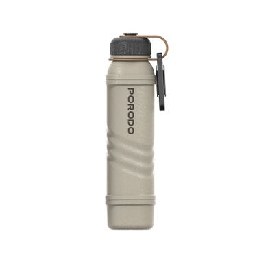Porodo One Gear 5000mAh Power Bank with Flashlight, 110 Minutes Charging Time, 23 Hours Flashlight Working Time, Arc Lighter, Built-in Carabiner Hook, Adjustable Brightness - Khaki