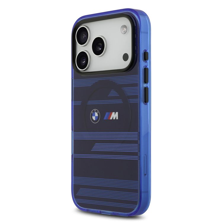 BMW MagSafe Transparent IML Case with Metal Buttons & Line Designs for iPhone 17 Pro Max, Sustainable Packaging, Easy Snap-On, Slim Profile, Drop Protection - Blue