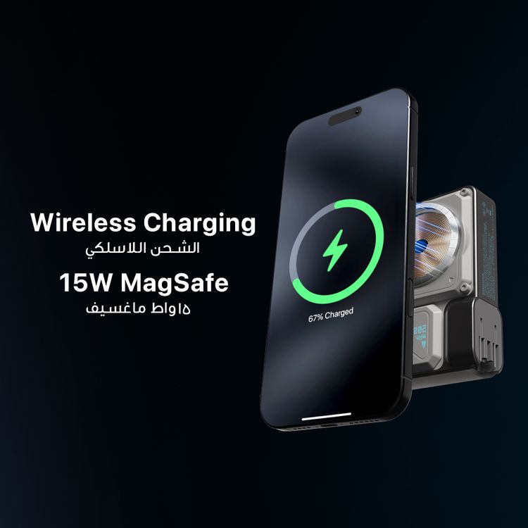 بنك طاقة ماج سيف من باورولوجي، سعة 20000 مللي أمبير/ساعة، مع شاحن حائط، PD 35 وات، شاحن لاسلكي 15 وات، حامل عند الطلب، منفذ USB-A وUSB-C وMicro، مقابس قابلة للتبديل في الولايات المتحدة/الاتحاد الأوروبي/المملكة المتحدة، شاشة LED رقمية - أسود