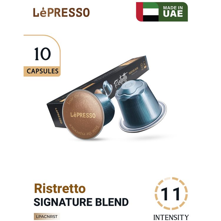 كبسولات ليبرسو ألومنيوم لنسبريسو مع مستوى كثافة قهوة 11، 70% أرابيكا 30% روبوستا، بنكهة الشوكولاتة الداكنة والعطر الترابي، مستوى تحميص داكن، تتضمن 10 كبسولات - أزرق