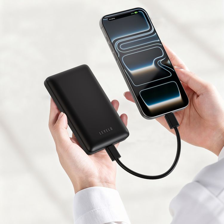 Levelo Vence 10000mAh Power Bank with Qi2.2 Technology, 25W Wireless Charging, Type-C Input & Output Port, Ultra-Strong Magnets, Pocket-Friendly, Travel-Ready, Type-C to Type-C Cable Included, Fast Charging, Ultra-Compact Design, Consistent Power - Black