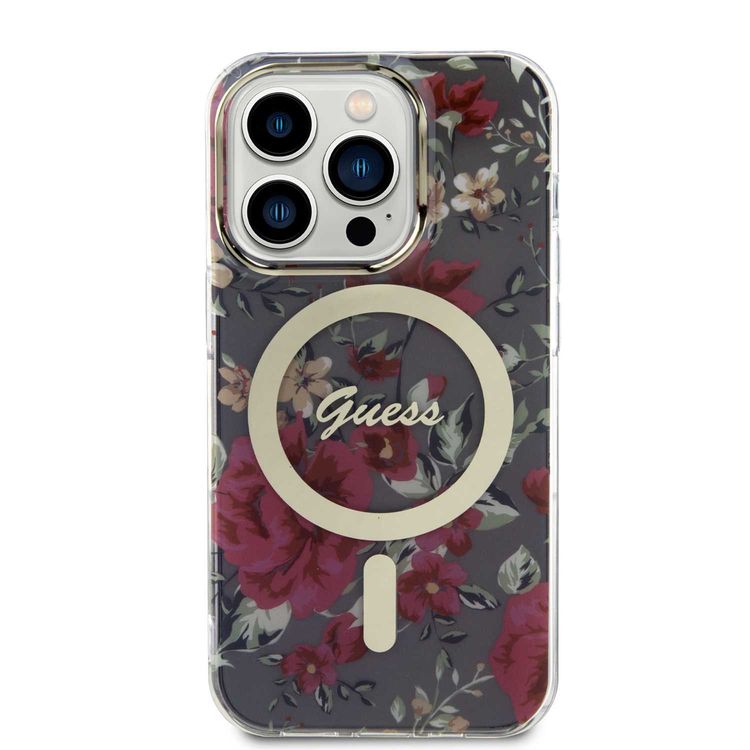 Guess Magsafe IML Case with Flower Pattern - Kaki - iPhone 15 Pro