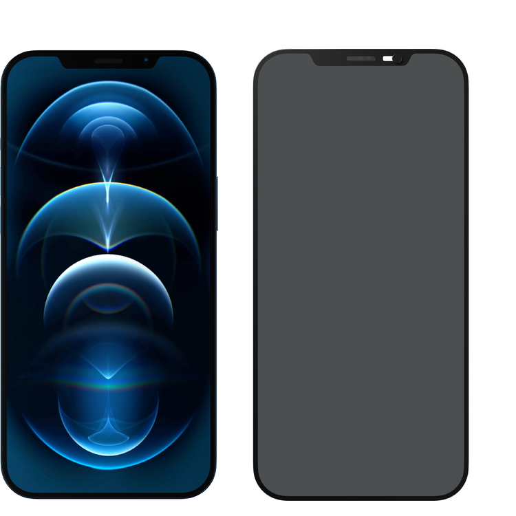 Levelo 9H Privacy Twice Tempered Glass Screen Protector Compatible for iPhone 12 Pro Max (6.7") Anti-Scratch - Non-Breakable Edges - Anti-Peeping Screen Guard Protector - Black