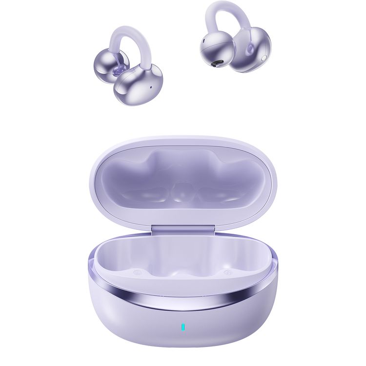 Green Lion Sonix Clip On Earbuds with Environmental Noise Cancellation, Up to 6 Hours of Playtime, 10m Transmission Range, IPX5 Waterproof Rating, Touch Control - Purple