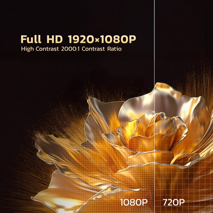 Porodo Lumino Smart FHD Projector with Adjustable Telescopic Stand, 100" Ultra Wide Screen, Android 13, Remote Controller, 2.69" LCD Panel Size, ×1 HD Multimedia & ×1 USB-A & ×1 Audio Inerface, 30"-100" Projection Size, 1-3m Projection Distance, Cinematic Screen Viewing - Gray