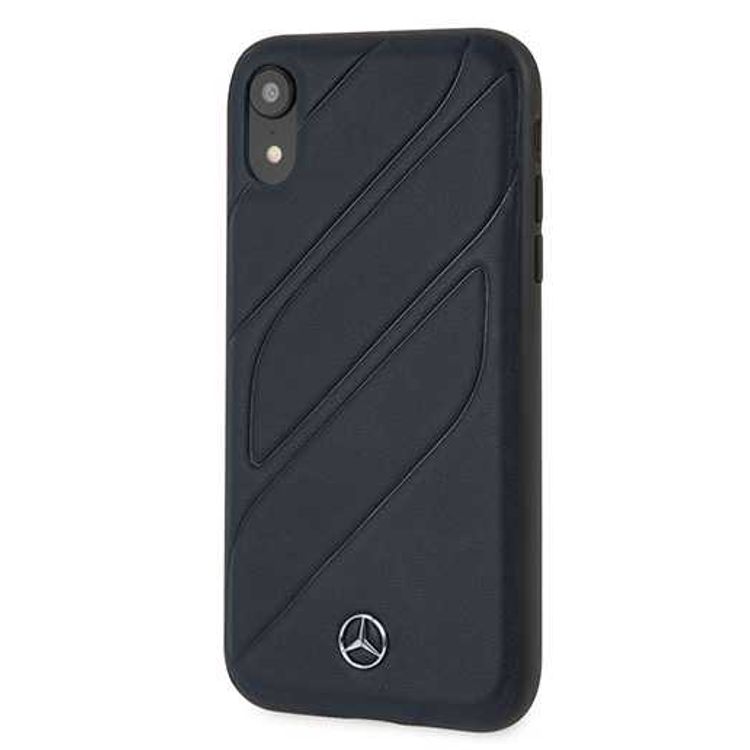 CG MOBILE Mercedes-Benz New Organic I Genuine Leather Hard Phone Case for iPhone Xr Officially Licensed - Navy