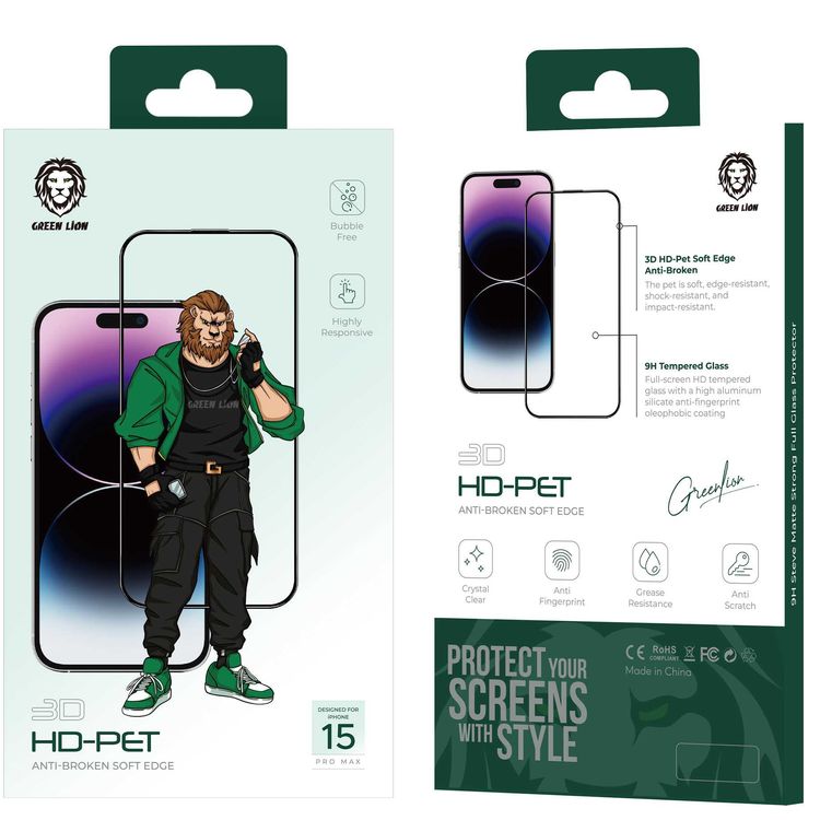 Green Lion iPhone 15 Pro For 3D HD-PET Screen Protector - Clear
