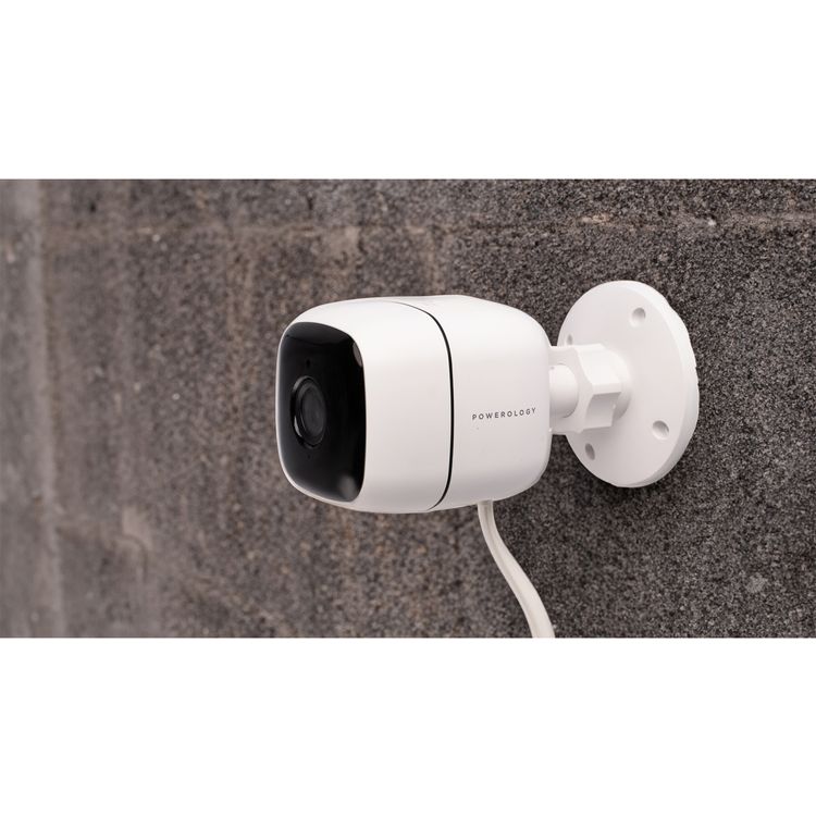 Powerology Security Outdoor Camera  with 110° Wide-Angle Lens, Full HD 1080P Resolution, Up to 10m Night vision, Two-Way Talk, Motion Sensor - White