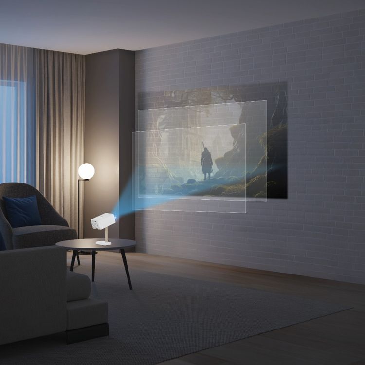 Green Lion GALAXY Portable Projector with 30000+ Hours LED Lifespan, Up to 23.5 Height Adjustable, 1GB/8GB Storage, 90° Free Rotation, 720P HD Resolution, Remote Control - White