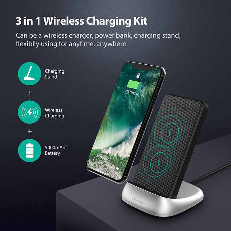 Wireless Charging Power Bank RAVPower RP-PB106-BK Power Bank - Black